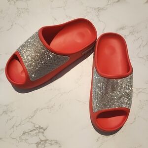 Red Slides with Rhinestones Women's Size EU 40